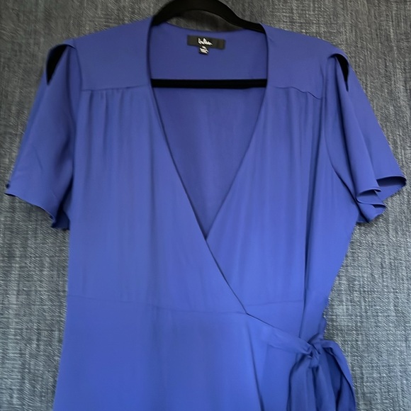 Womens XL Lulus Rise of the Occasion Royal Blue Wrap Dress Flutter Sleeve Midi - Picture 2 of 13